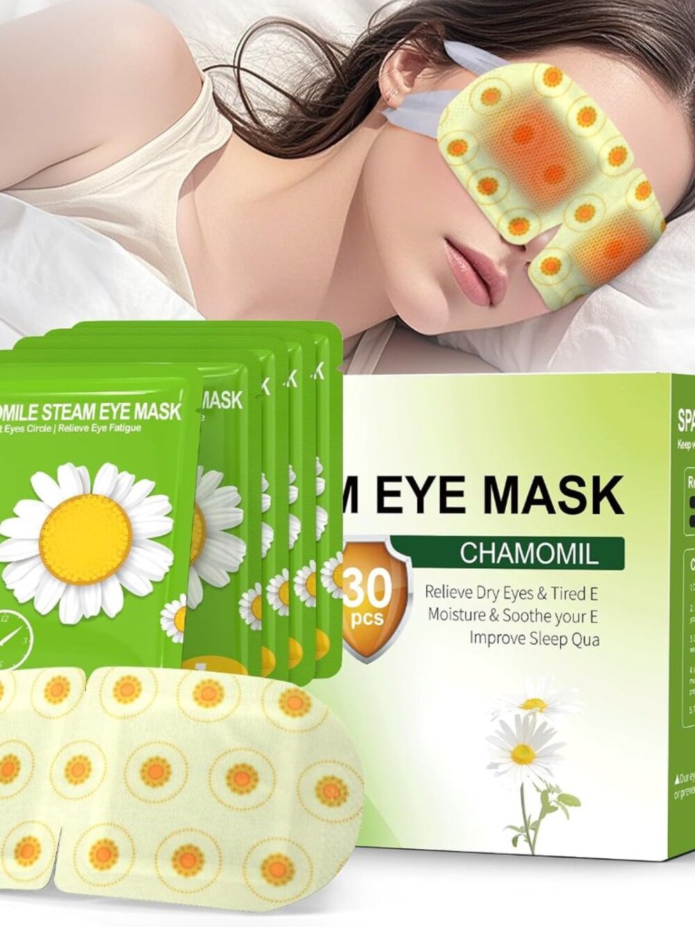 30 Packs Steam Eye Mask Chamomile,Warm Compress for Dry Eyes Sleep Mask,Hot Auto